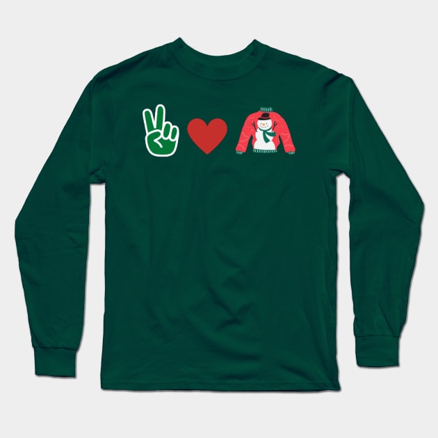 Peace love and Christmas Long Sleeve T-Shirt by houdasagna
